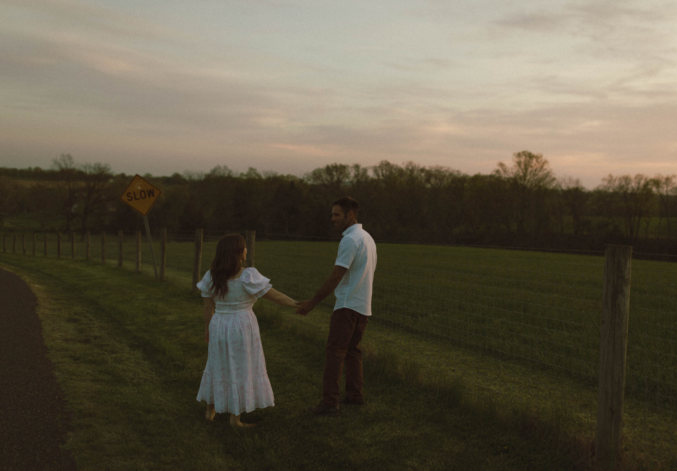couples sunset engagement session in rural pennsylvania